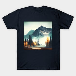 Misty Mountain with Colorful Autumn Trees T-Shirt